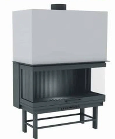 Macroflam MFU 105 üç yönü camlı şömine haznesi